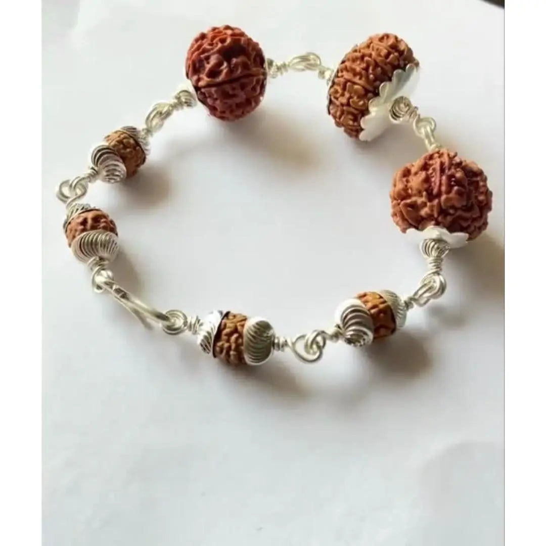 14 mukhi Nepali Rudraksha customised Silver Bracelet - Rudracharms