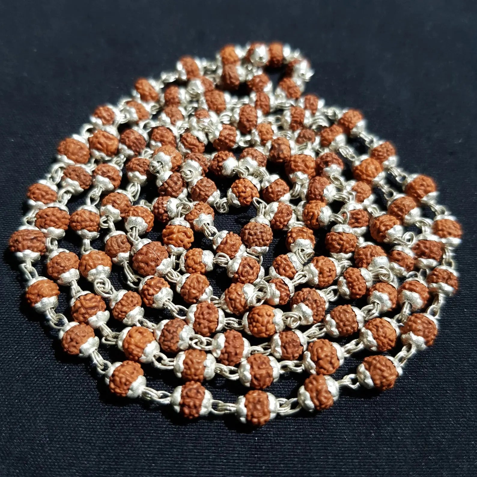 7 MUKHI RUDRAKSHA SILVER MALA CERTIFIED - Rudracharms