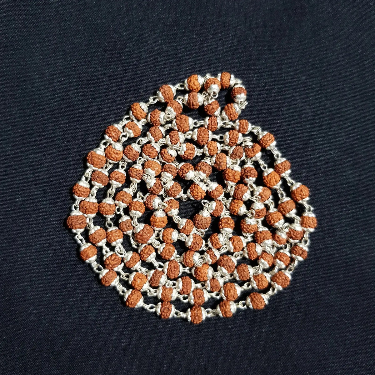 7 MUKHI RUDRAKSHA SILVER MALA CERTIFIED - Rudracharms