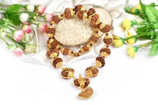 Indra Mala in Pure Gold (20.5 Gram Gold Capping) - Rudracharms