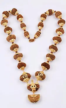 Indra Mala in Pure Gold (20.5 Gram Gold Capping) - Rudracharms