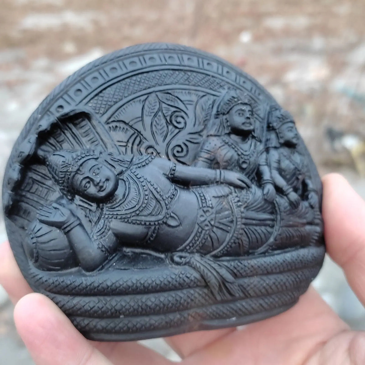 Lakshmi Narayan and Bhudevi Shaligram Idol (3rd Sample) - Rudracharms