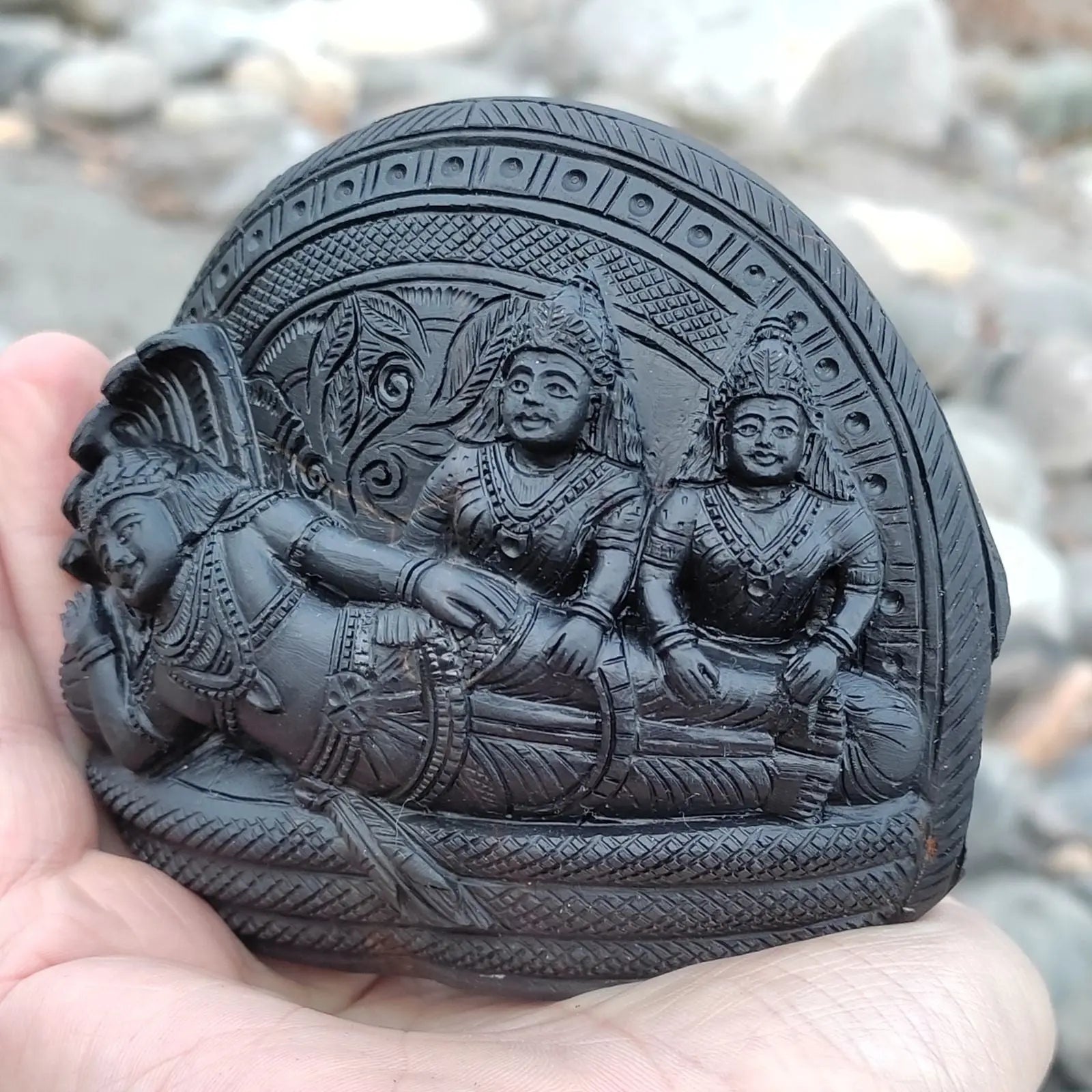 Lakshmi Narayan and Bhudevi Shaligram Idol (3rd Sample) - Rudracharms