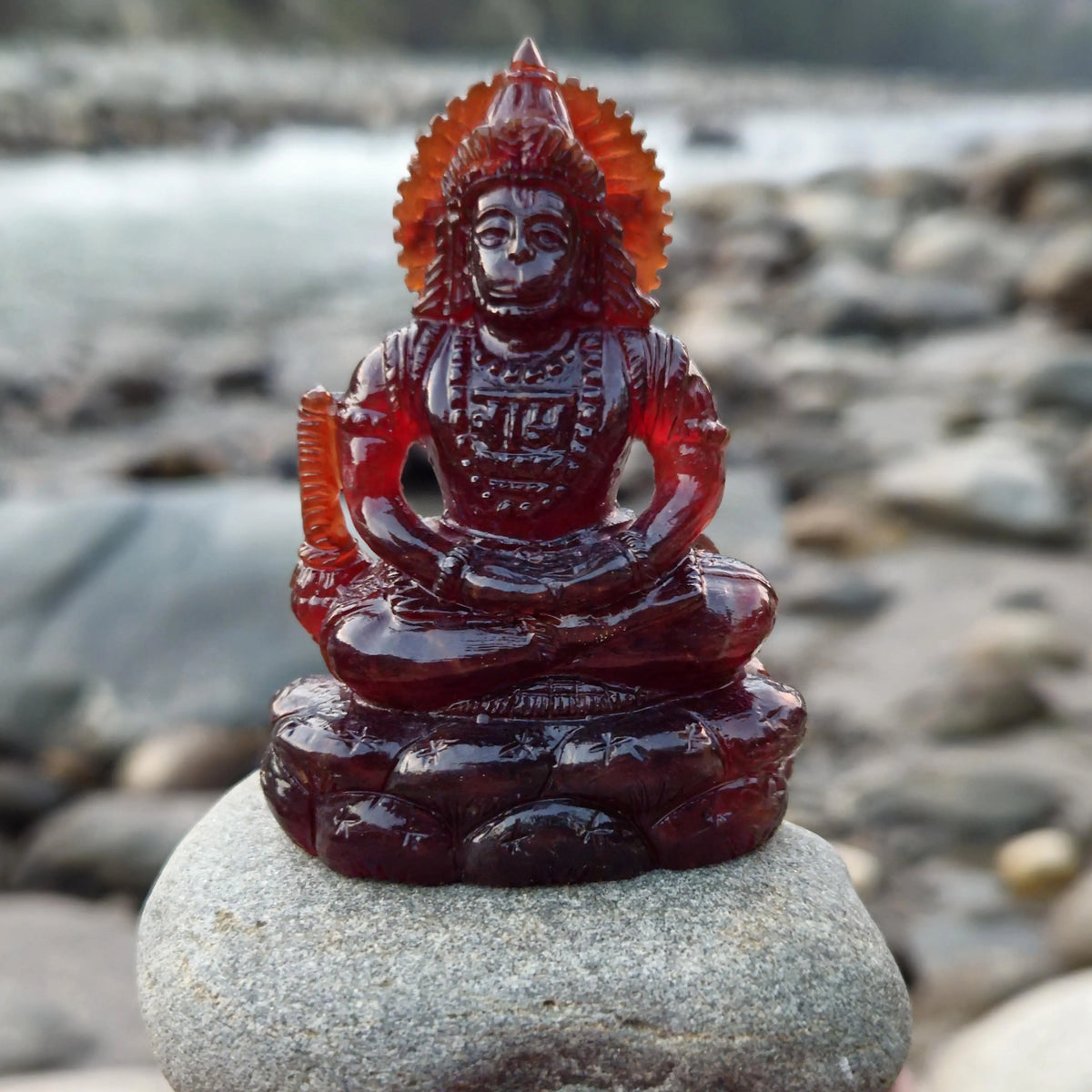 Hessonite Hanuman Idol / Murti - Rudracharms