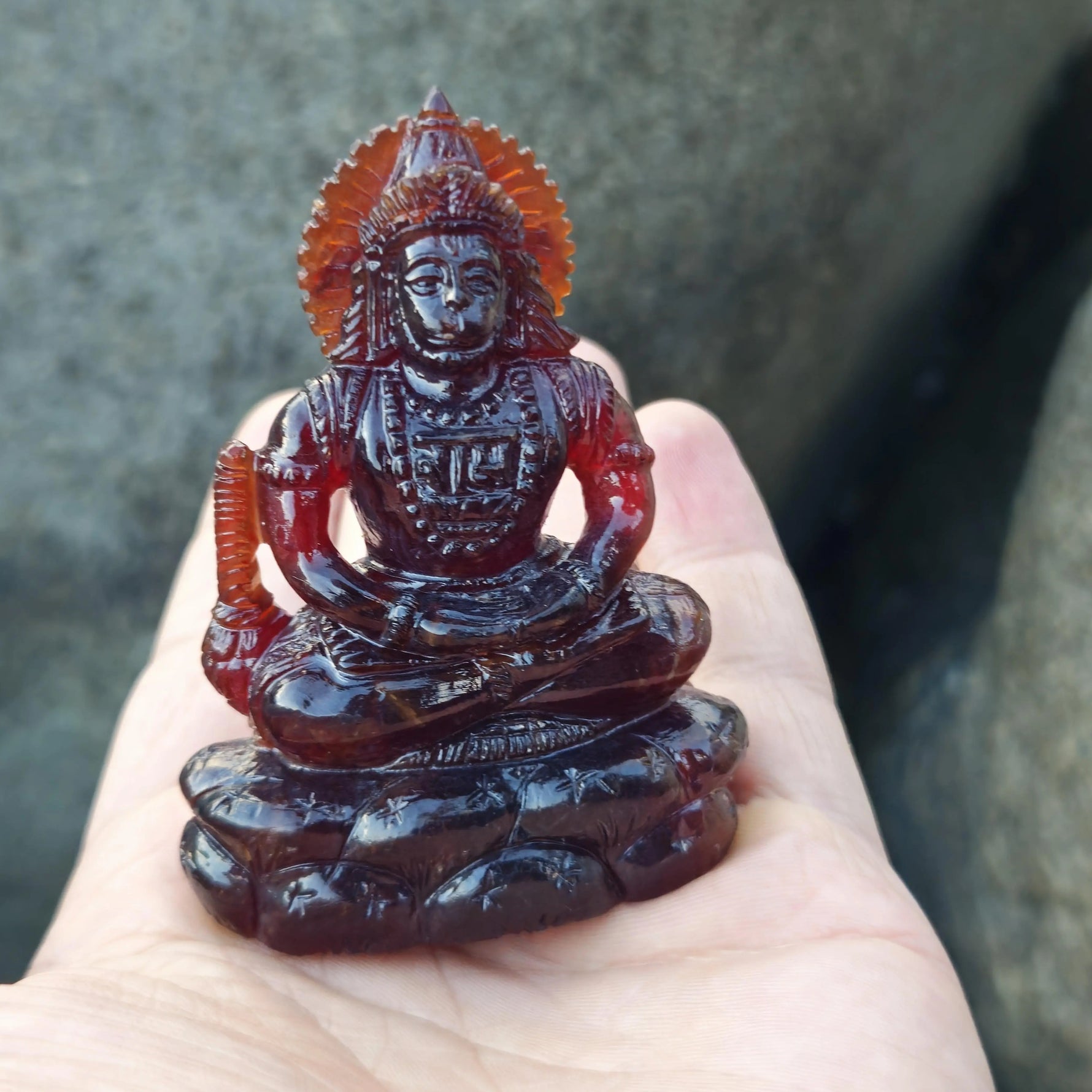 Hessonite Hanuman Idol / Murti - Rudracharms