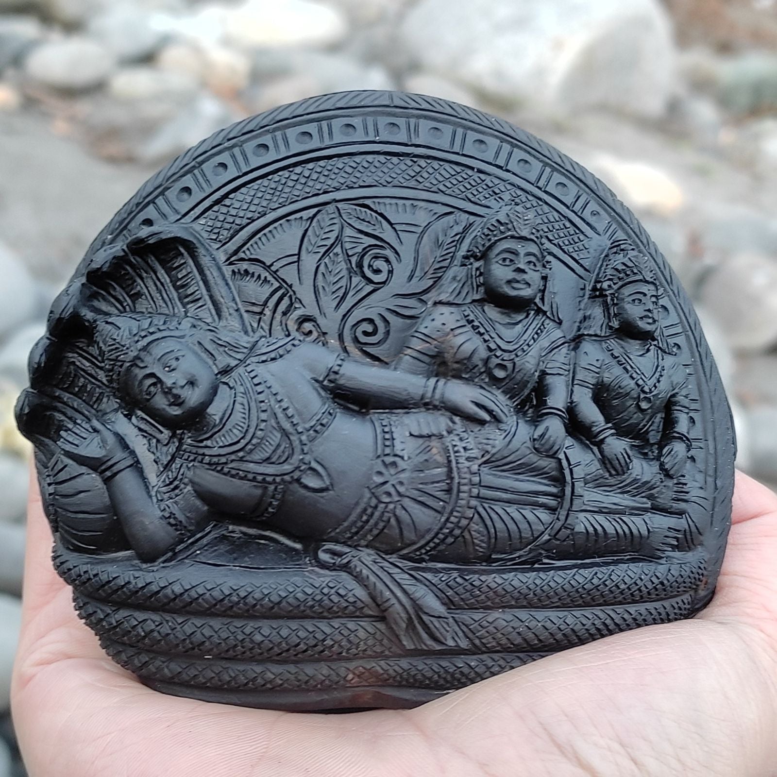 Lakshmi Narayan and Bhudevi Shaligram Idol (3rd Sample) - Rudra Charms