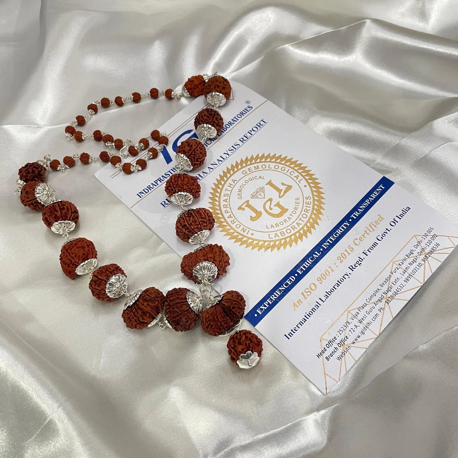 Energized Siddha Rudraksha Mala, 1-14 Mukhi Rudraksha Mala IGL Certified Siddha Rudraksha